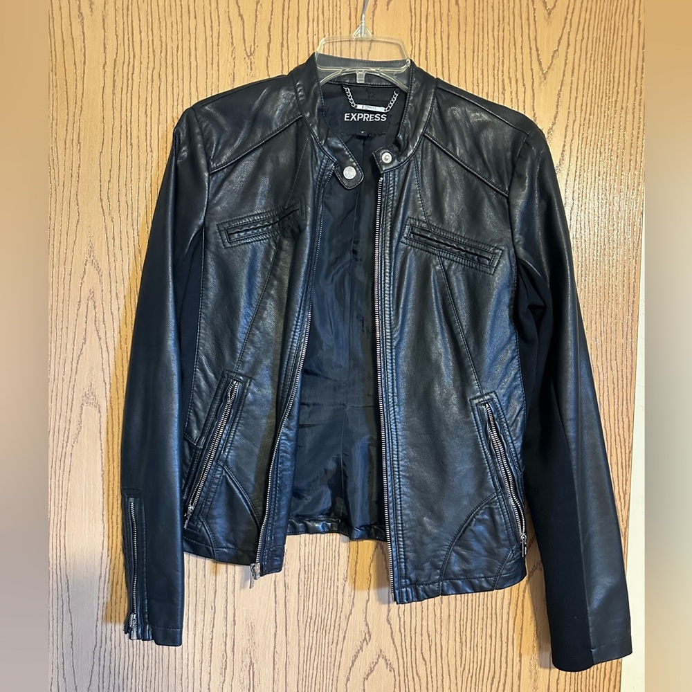 Express black leather jacket